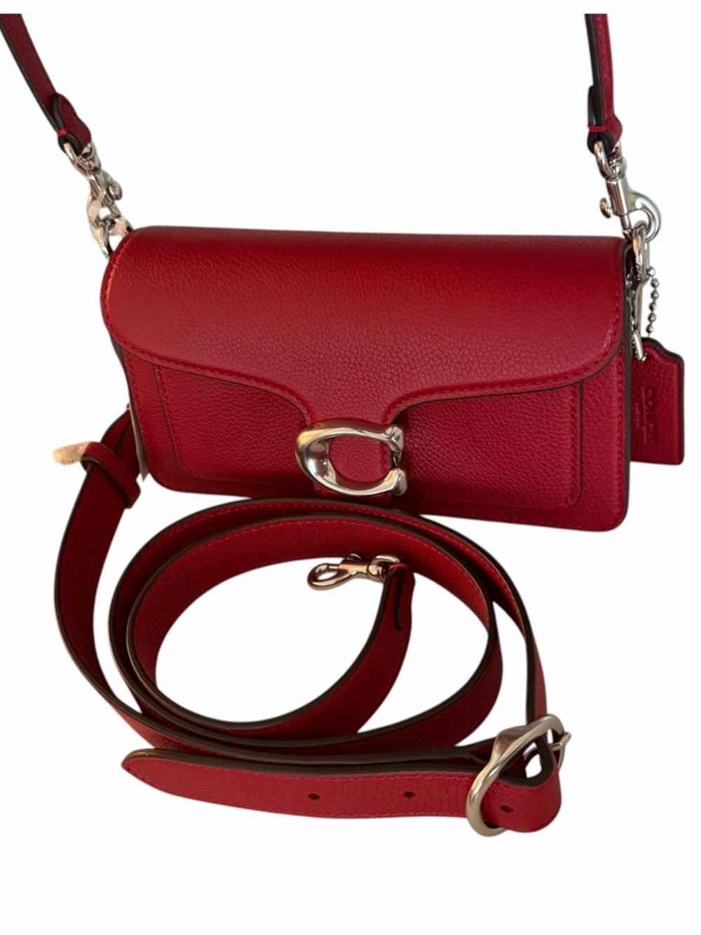 Coach Tabby 20 Ruby Pebbled Leather NWT Silver Hardware Shoulder Crossbody Bag - Picture 10 of 13